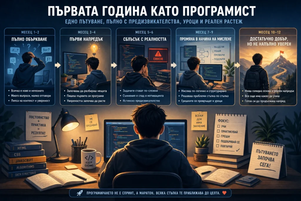 Първата година като програмист - объркване и резултат