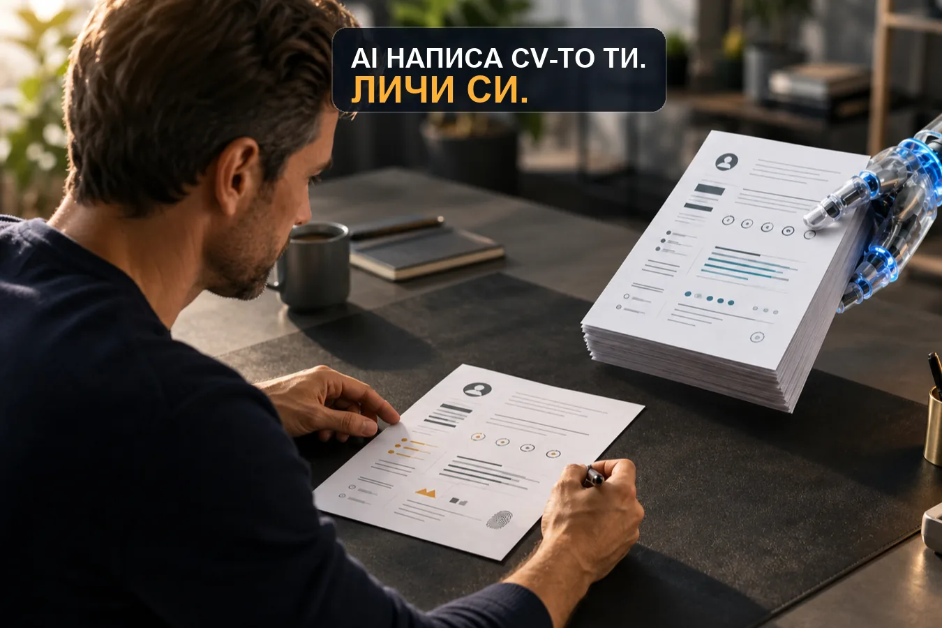 Кандидат редактира лично CV до куп еднакви документи, предложени от AI